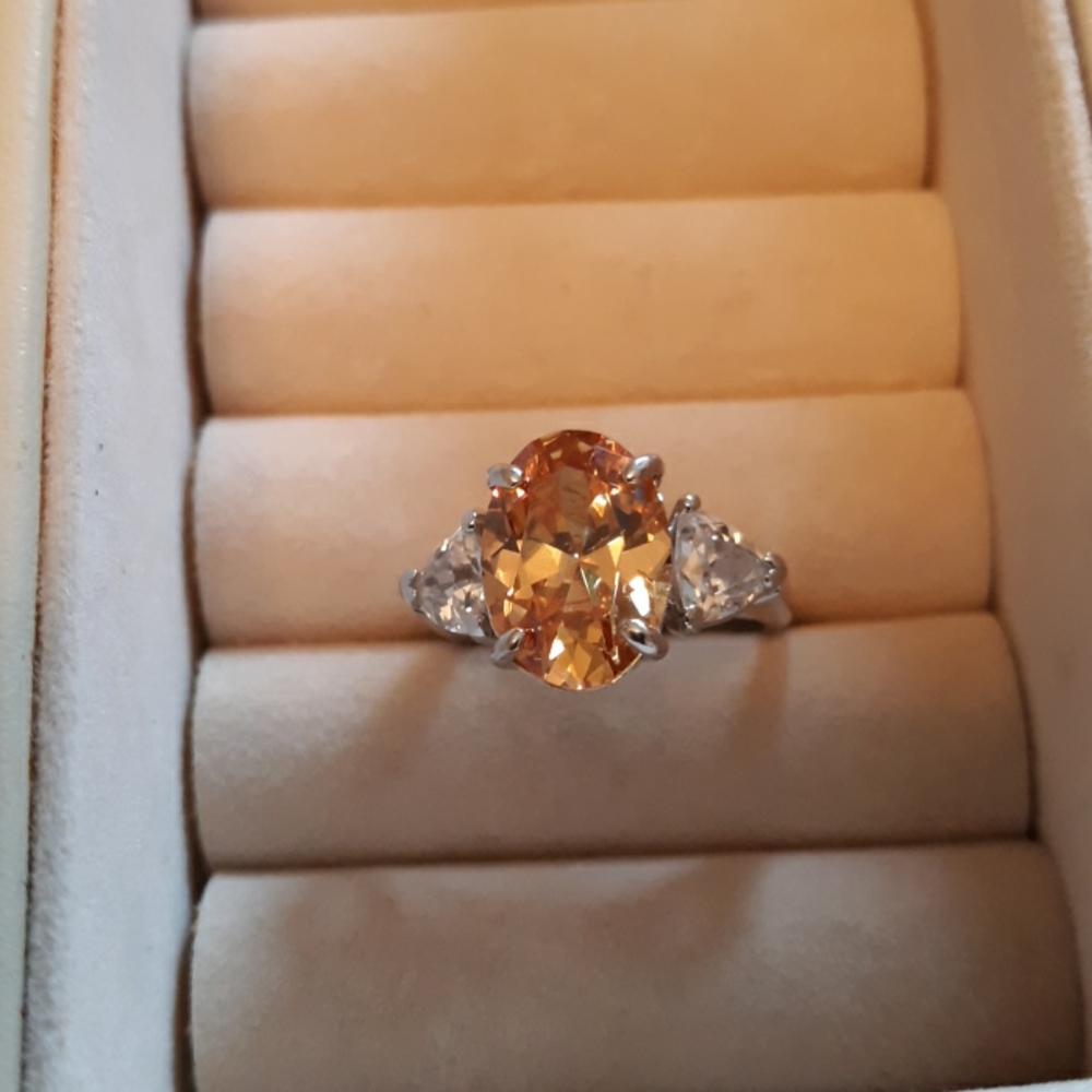Sterling Silver Amber Stone Ring